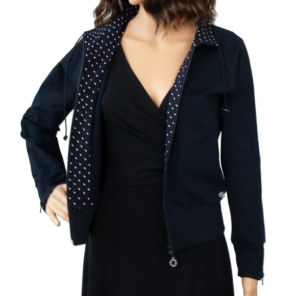 Blue Fish Active Wear Black Jacket Pink Dot Collar - Picture 3 of 10